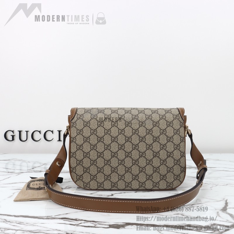 Gucci 815178 Brown & Black Leather Top Handle Bag
