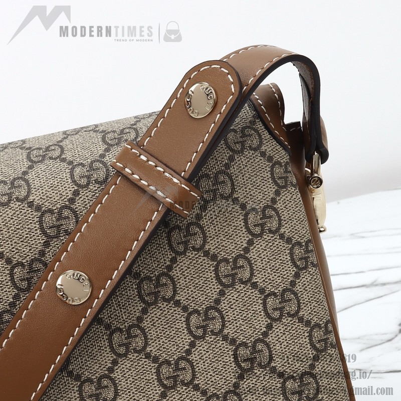 Gucci 815178 Brown & Black Leather Top Handle Bag