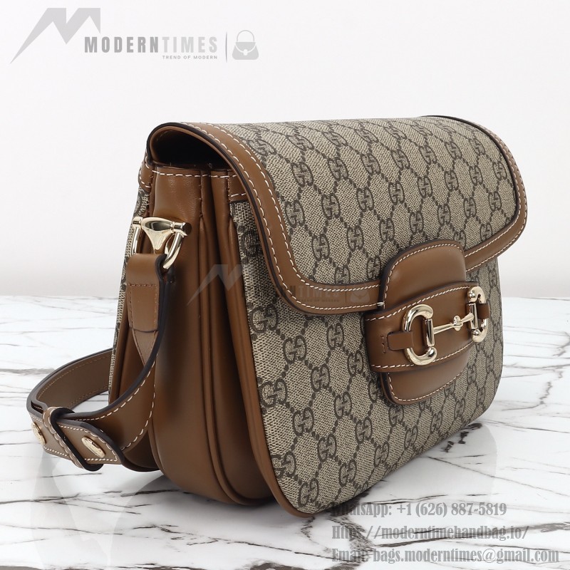 Gucci 815178 Brown & Black Leather Top Handle Bag