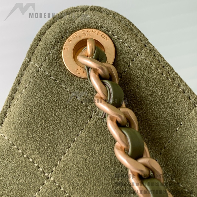 Chanel 25K Drawstring Bucket Bag AS5311 Brown Blue Green Suede