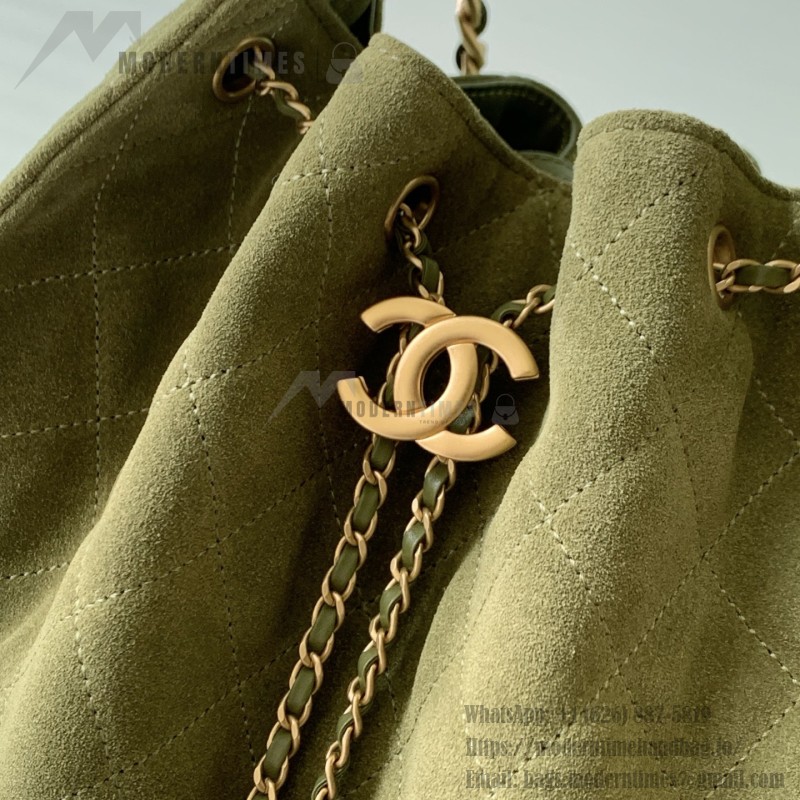 Chanel 25K Drawstring Bucket Bag AS5311 Brown Blue Green Suede