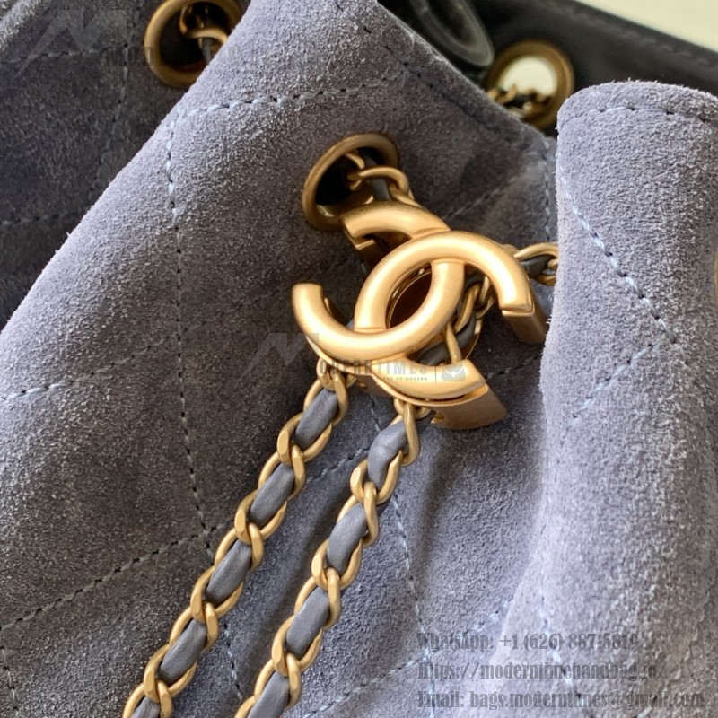 Chanel 25K Drawstring Bucket Bag AS5311 Brown Blue Green Suede