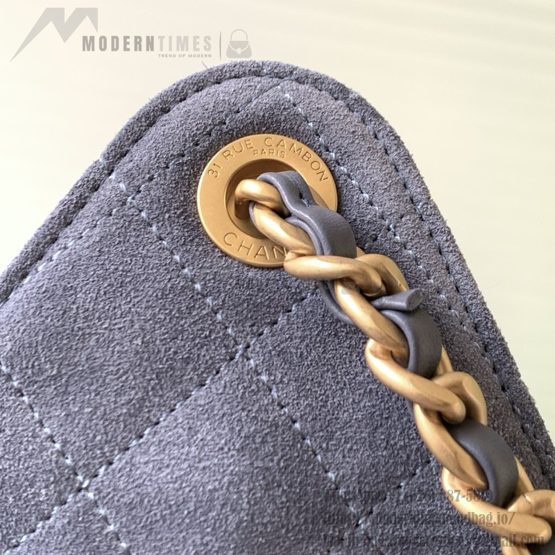 Chanel 25K Drawstring Bucket Bag AS5311 Brown Blue Green Suede