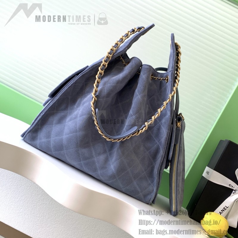Chanel 25K Drawstring Bucket Bag AS5311 Brown Blue Green Suede
