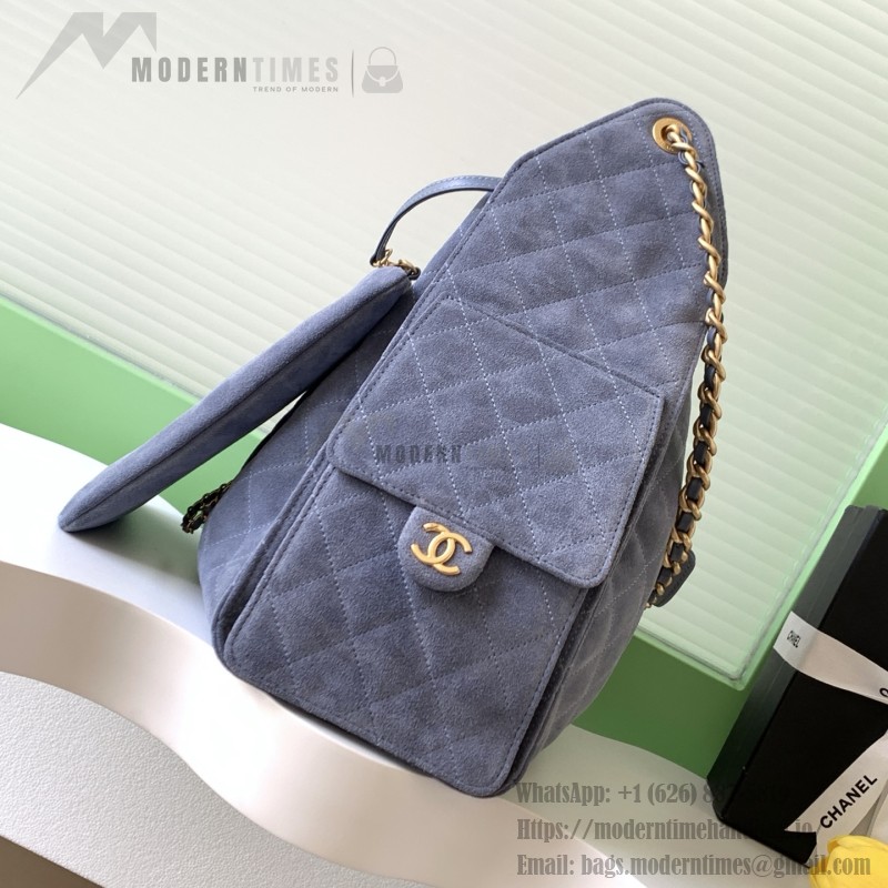 Chanel 25K Drawstring Bucket Bag AS5311 Brown Blue Green Suede