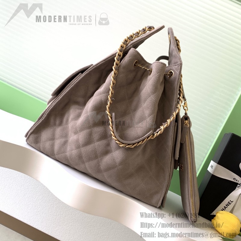 Chanel 25K Drawstring Bucket Bag AS5311 Brown Blue Green Suede