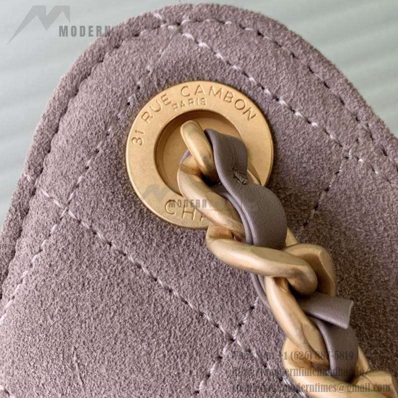 Chanel 25K Drawstring Bucket Bag AS5311 Brown Blue Green Suede