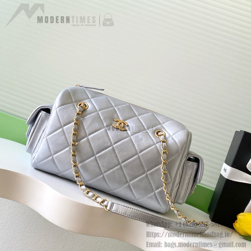 Chanel 25K Bowling Bag AS5791 in Black, Red, Beige, and Silver
