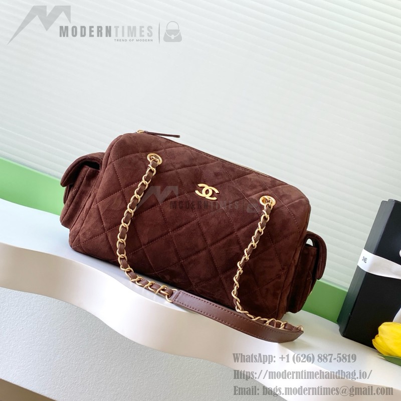 Chanel 25K Bowling Bag AS5791 in Black, Red, Beige, and Silver