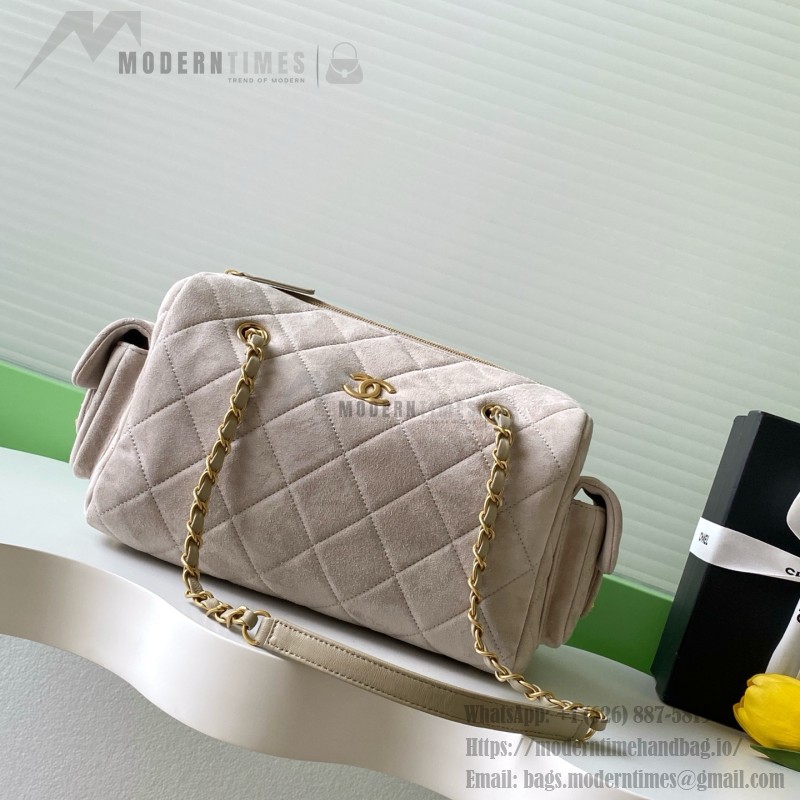 Chanel 25K Bowling Bag AS5791 in Black, Red, Beige, and Silver