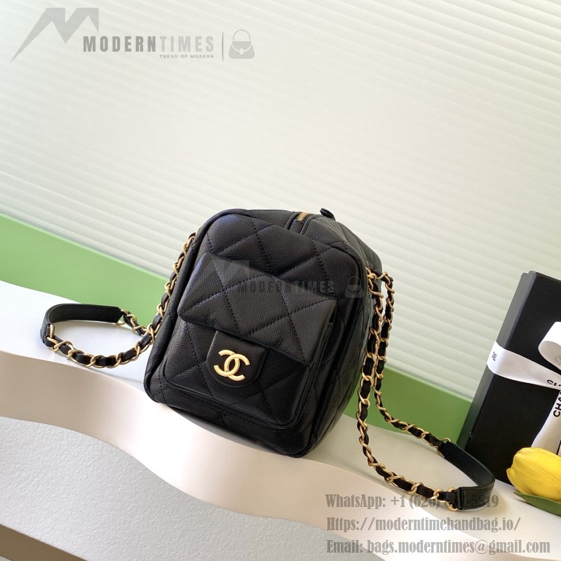 Chanel 25K Bowling Bag AS5791 in Black, Red, Beige, and Silver