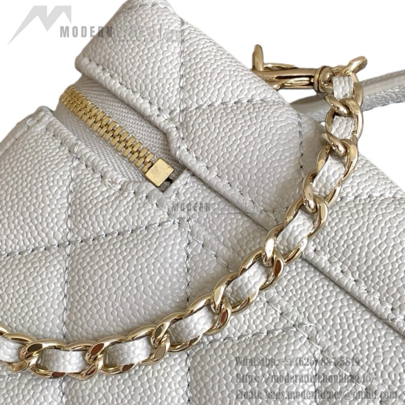 Chanel 25BLP Handle Box Bag Caviar Calfskin Black Gold Hardware