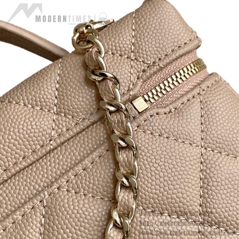 Chanel 25BLP Handle Box Bag Caviar Calfskin Black Gold Hardware