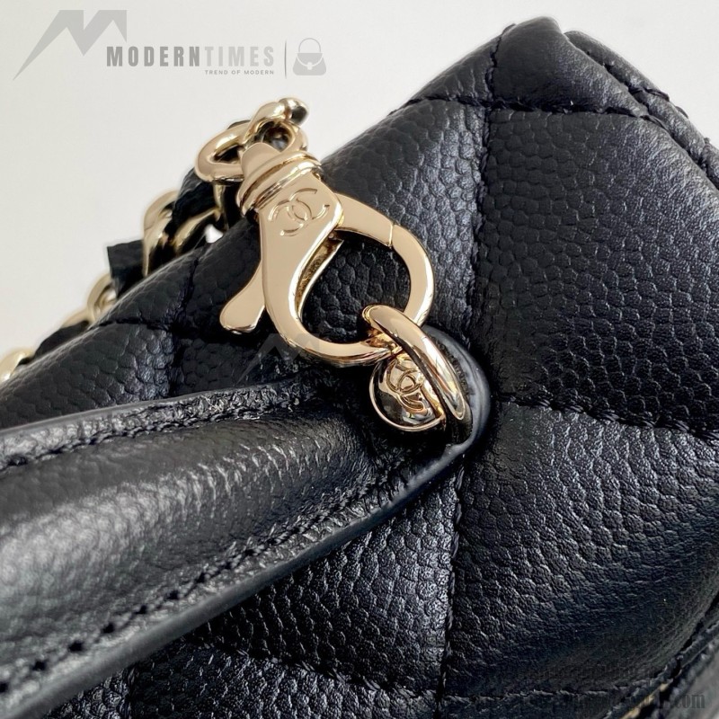 Chanel 25BLP Handle Box Bag Caviar Calfskin Black Gold Hardware