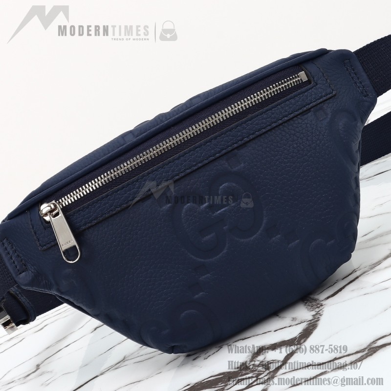 Gucci 658582 Blue Leather Embossed Large G Shoulder Bag