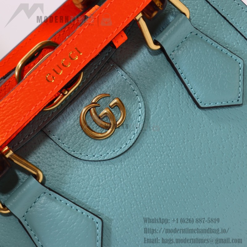 GUCCI 702732 Sky Blue Leather Handbag with Original Dust Bag