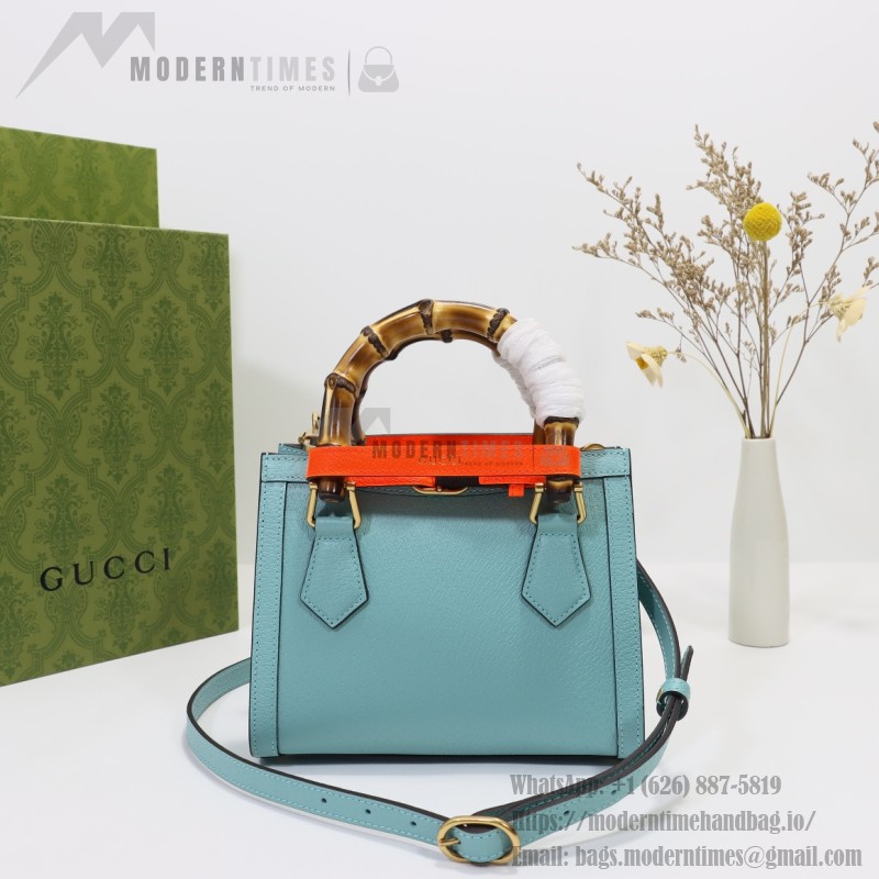 GUCCI 702732 Sky Blue Leather Handbag with Original Dust Bag