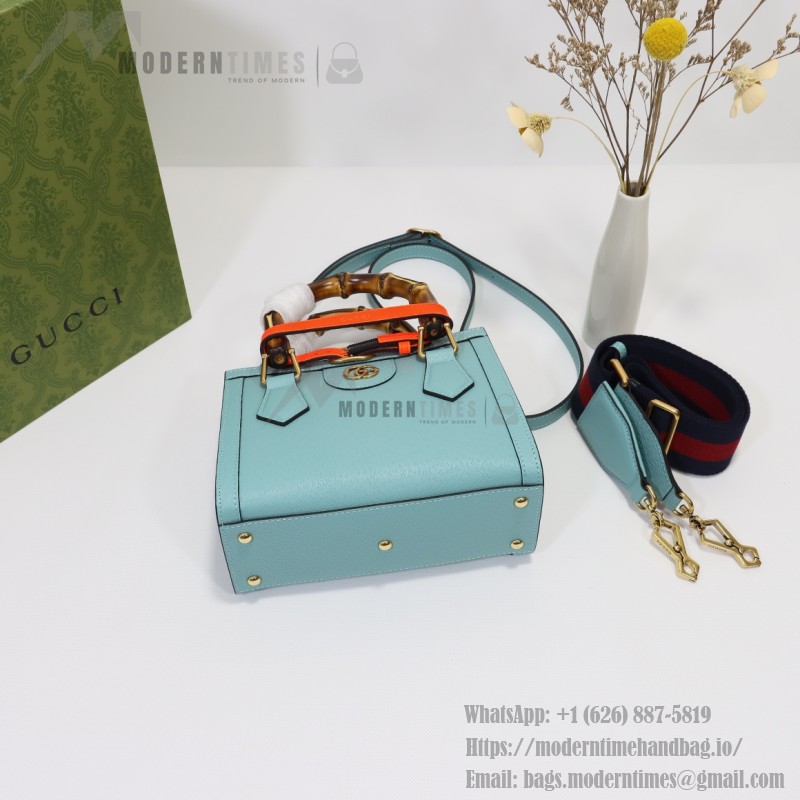 GUCCI 702732 Sky Blue Leather Handbag with Original Dust Bag