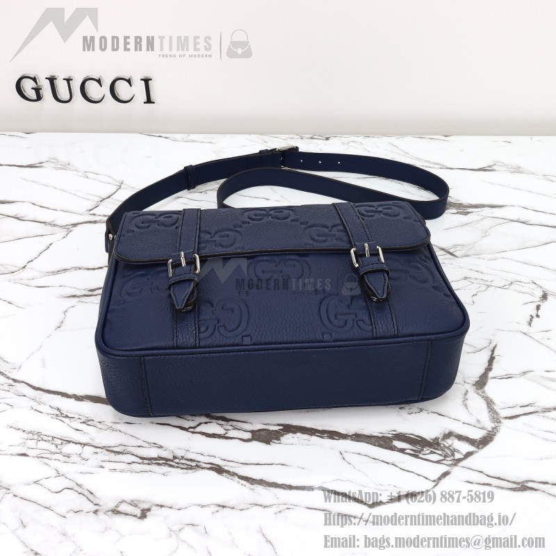 Gucci Blue Embossed GG Leather Shoulder Bag 760234