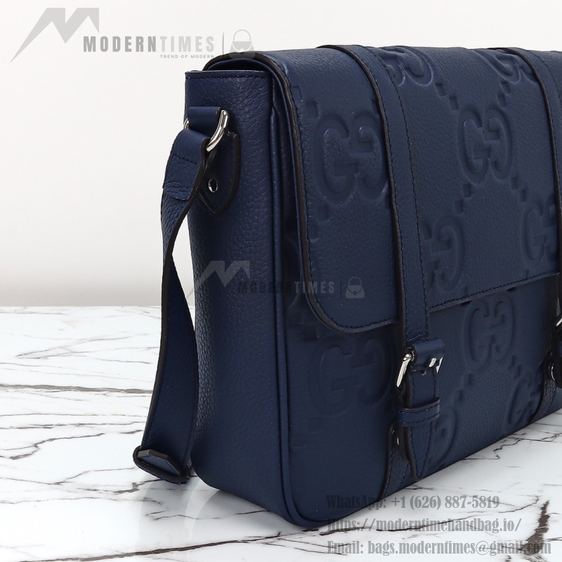 Gucci Blue Embossed GG Leather Shoulder Bag 760234