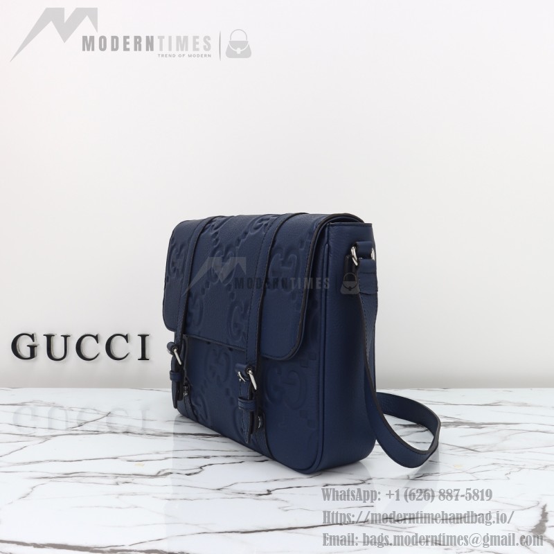 Gucci Blue Embossed GG Leather Shoulder Bag 760234