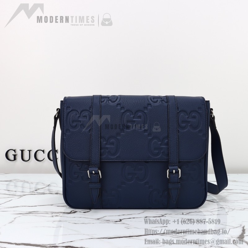 Gucci Blue Embossed GG Leather Shoulder Bag 760234