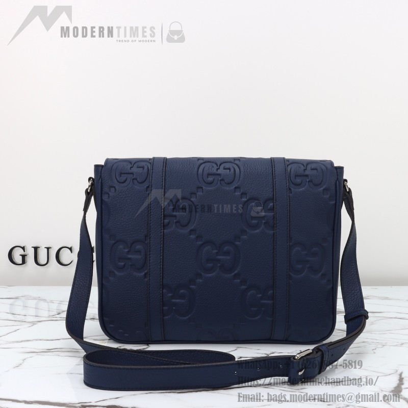 Gucci Blue Embossed GG Leather Shoulder Bag 760234