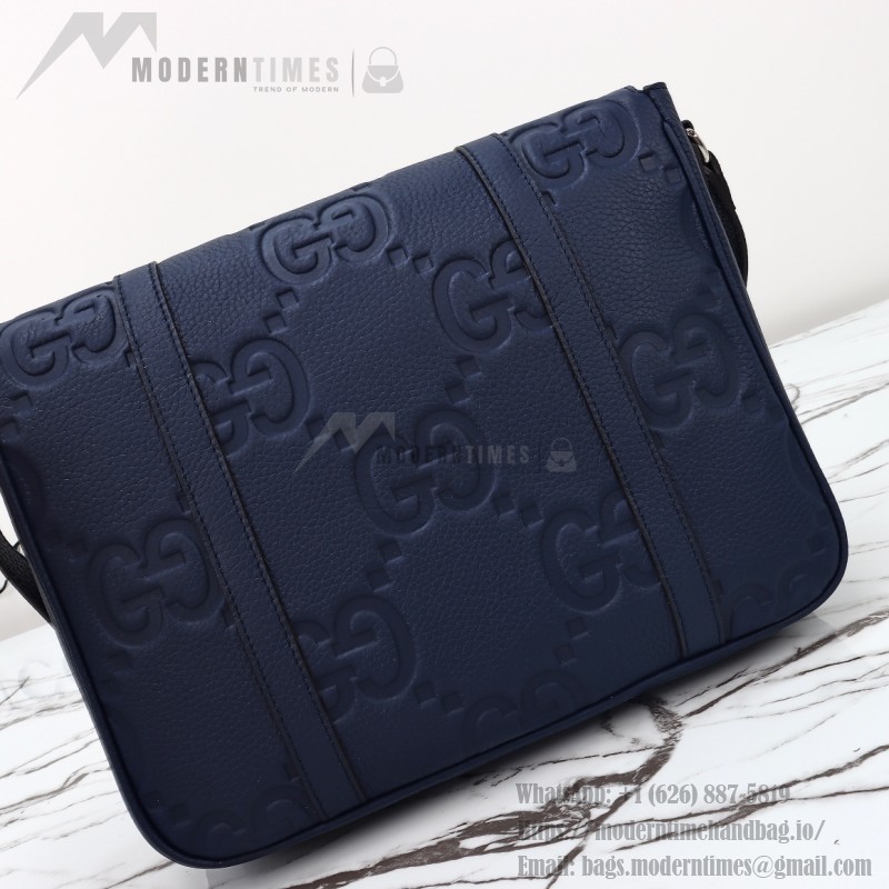 Gucci Blue Embossed GG Leather Shoulder Bag 760234