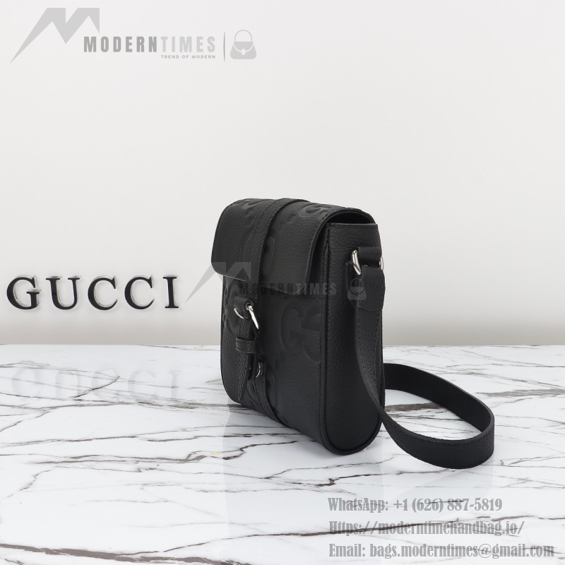 Gucci 760235 Black Embossed GG Leather Bag