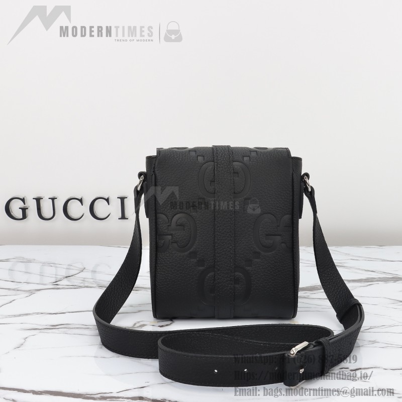 Gucci 760235 Black Embossed GG Leather Bag