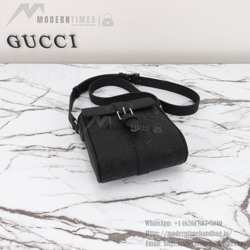 Gucci 760235 Black Embossed GG Leather Bag