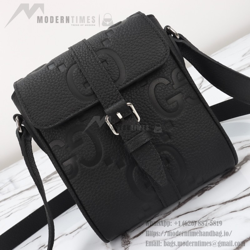 Gucci 760235 Black Embossed GG Leather Bag
