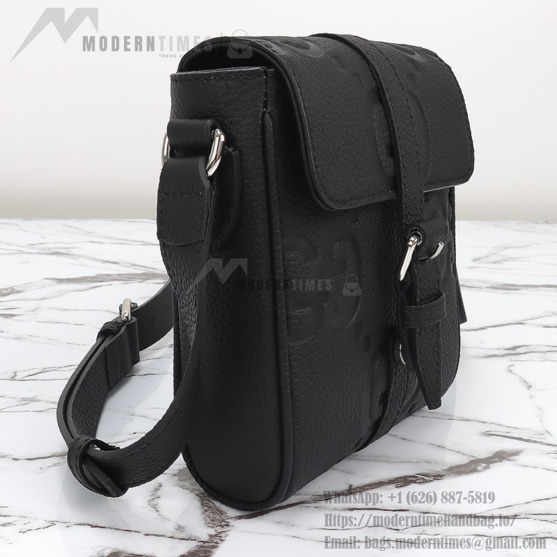 Gucci 760235 Black Embossed GG Leather Bag