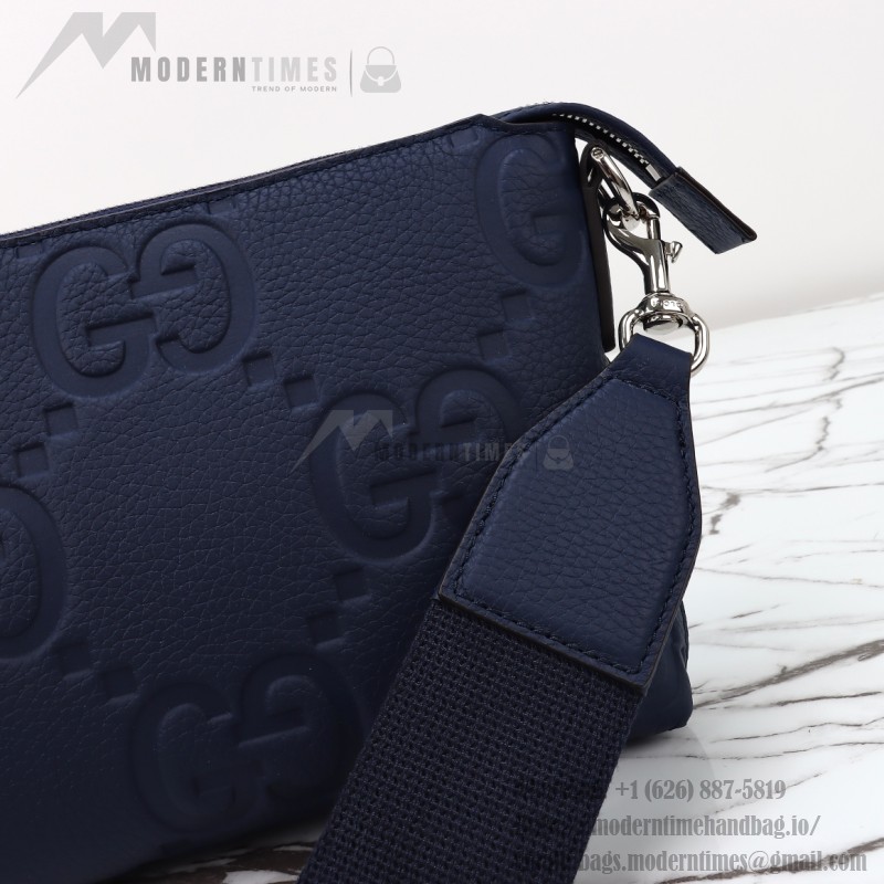 Gucci 761747 Blue GG Embossed Leather Shoulder Bag