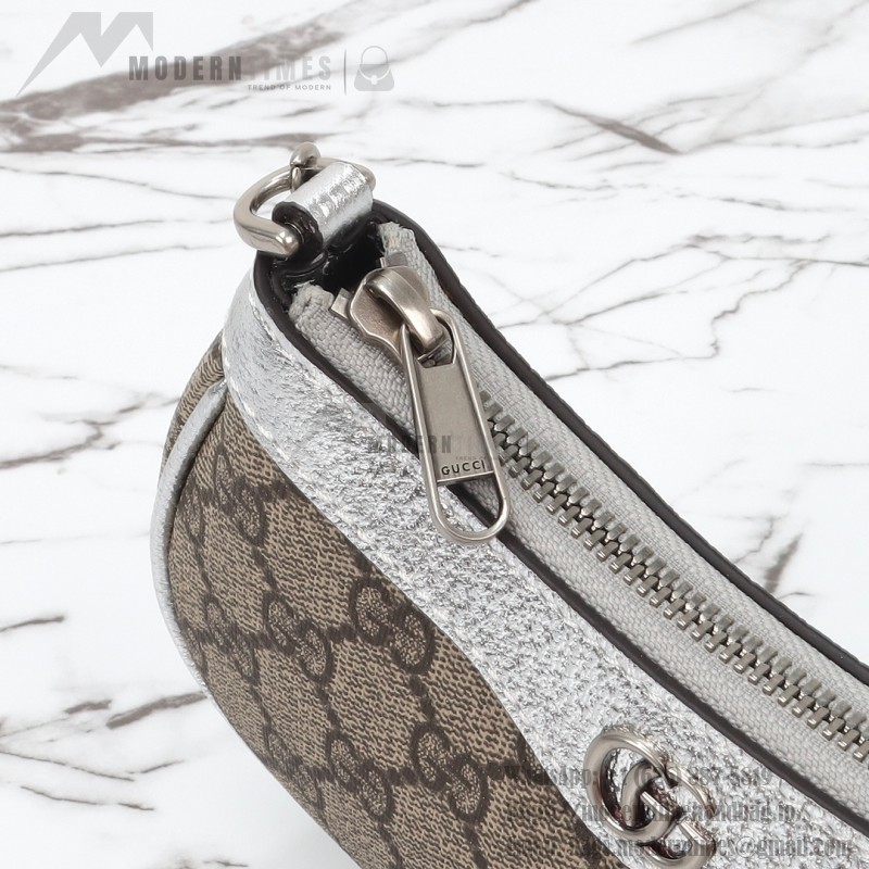Gucci 764960 Brown Silver Leather Wallet Bag