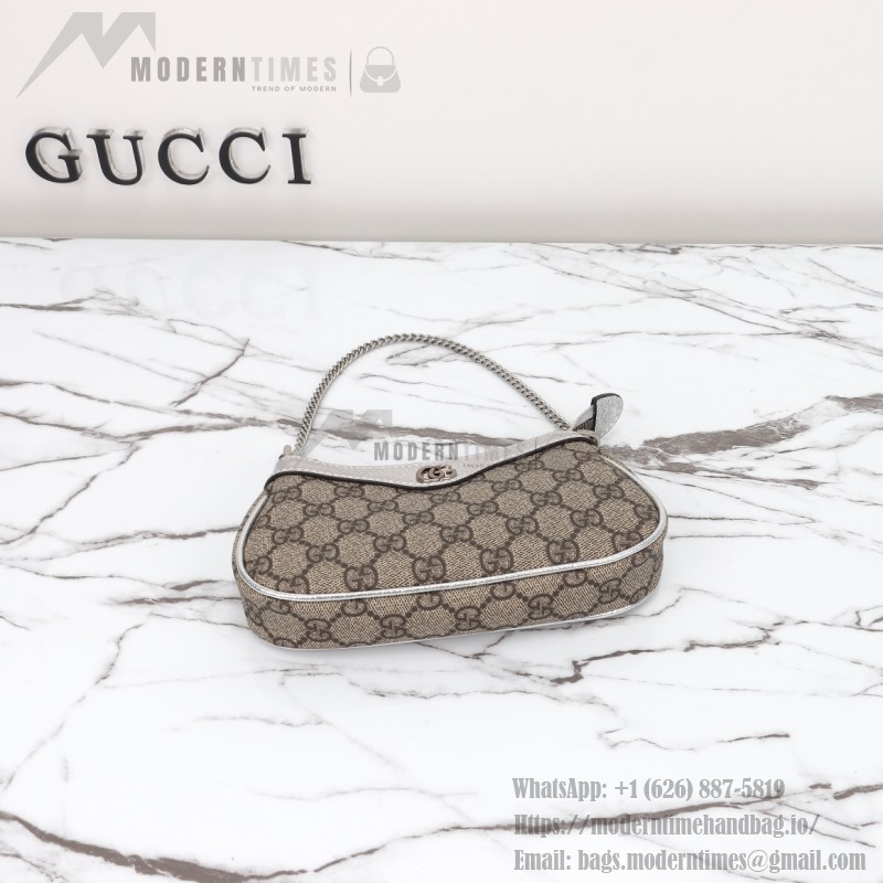 Gucci 764960 Brown Silver Leather Wallet Bag