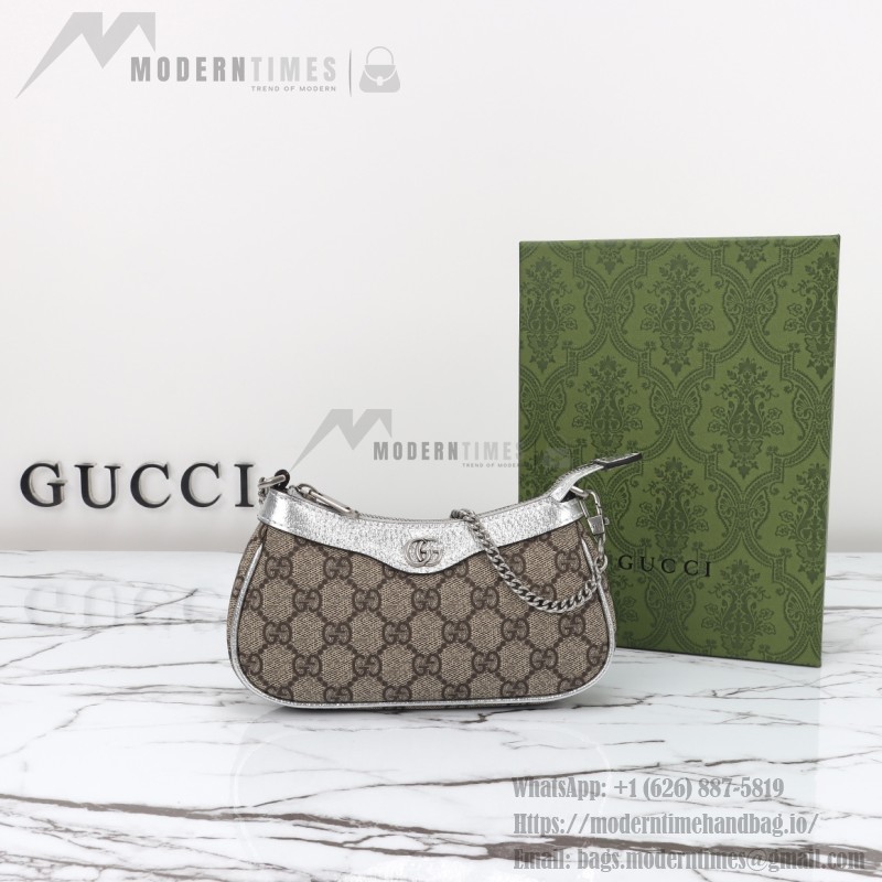 Gucci 764960 Brown Silver Leather Wallet Bag
