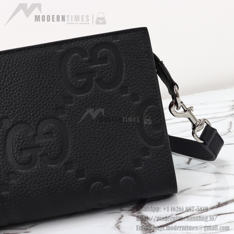 Gucci 795240 Black Embossed Large G Leather Shoulder Bag