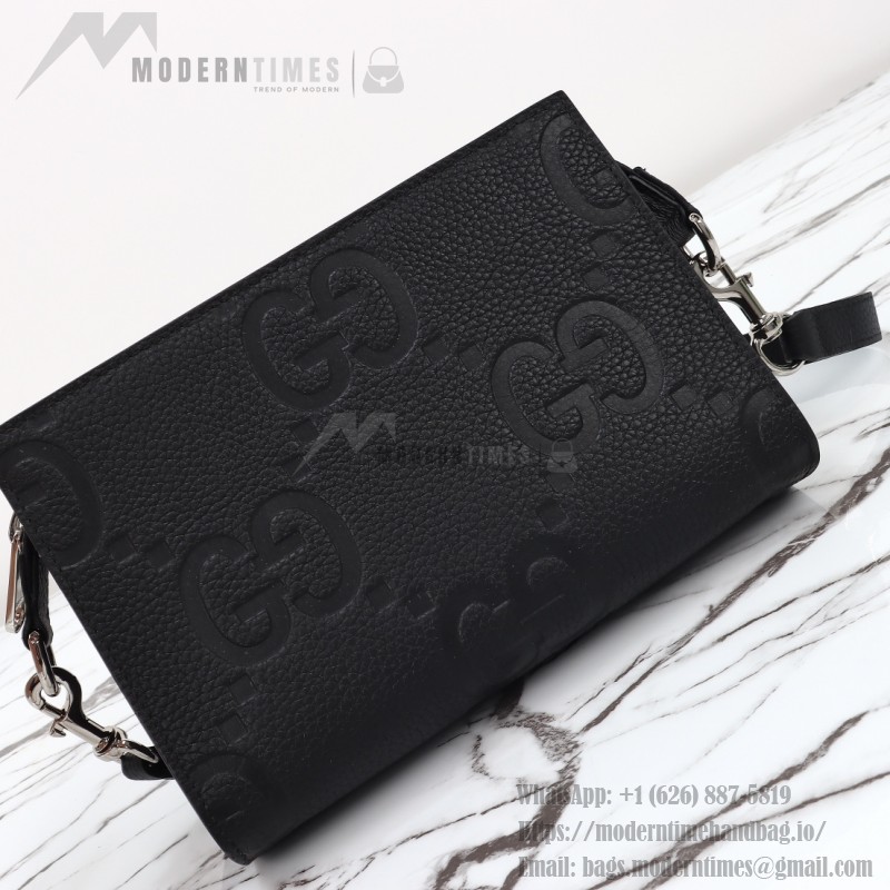 Gucci 795240 Black Embossed Large G Leather Shoulder Bag