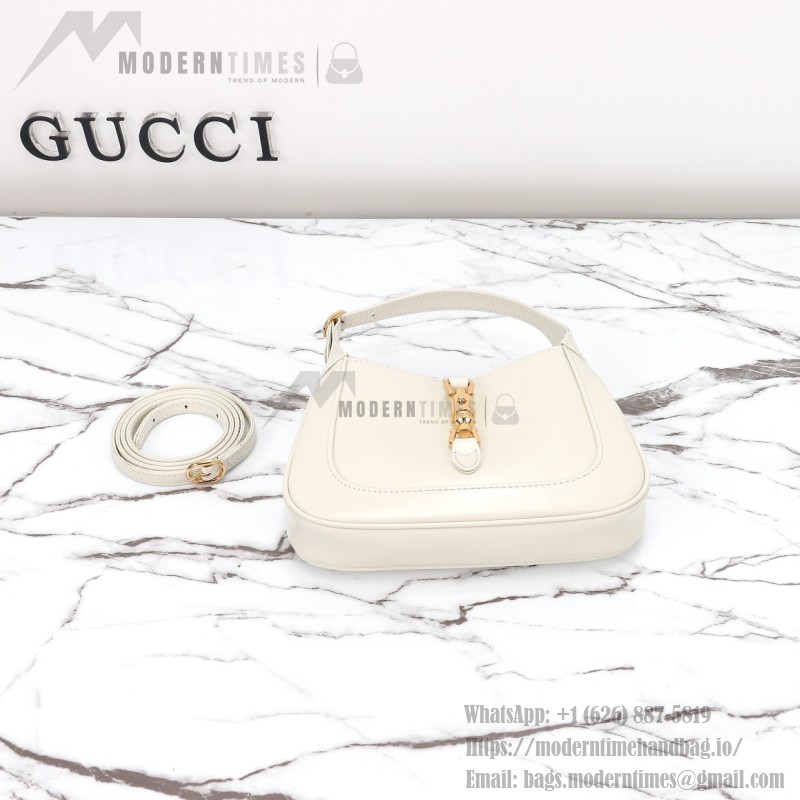 Gucci 637091 Black and White Leather Handbag