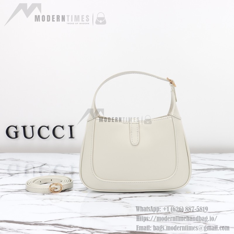 Gucci 637091 Black and White Leather Handbag