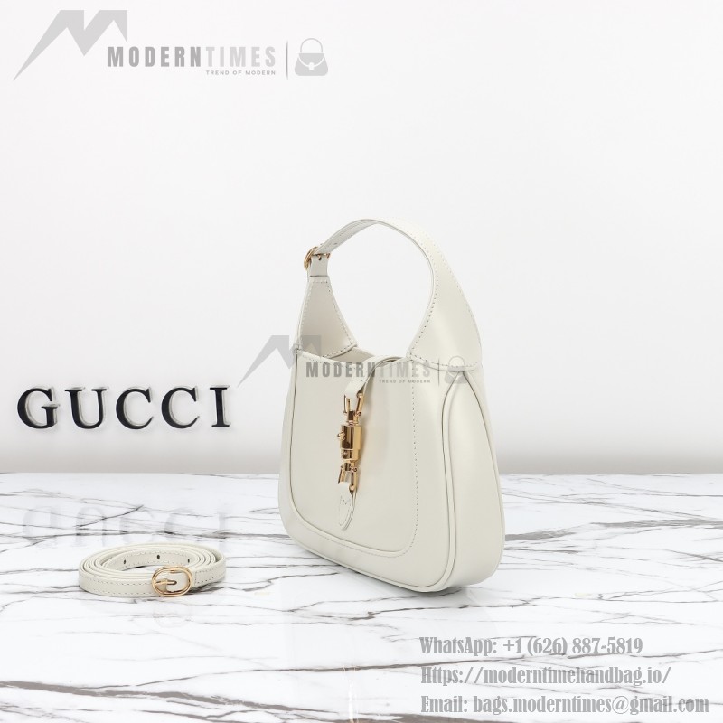 Gucci 637091 Black and White Leather Handbag