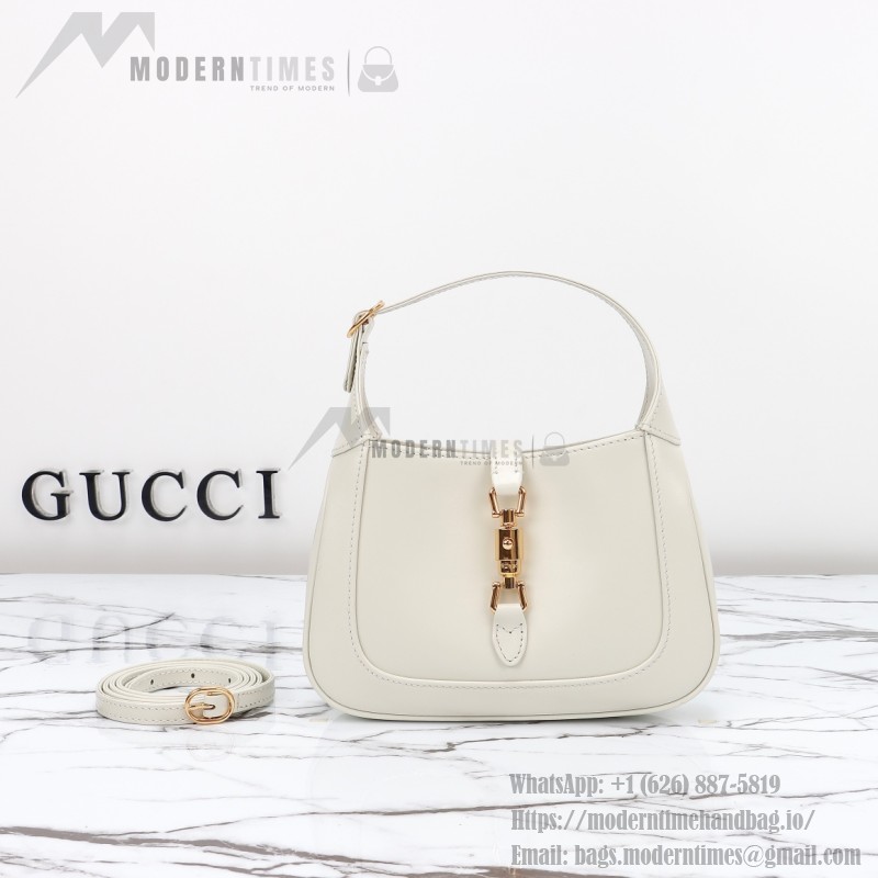 Gucci 637091 Black and White Leather Handbag