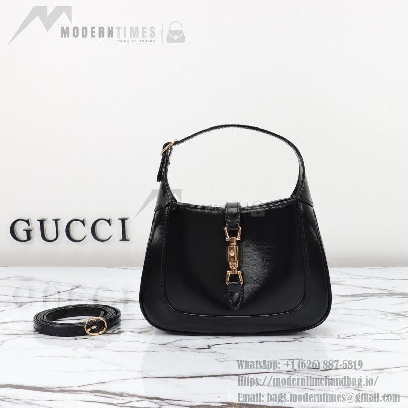 Gucci 637091 Black and White Leather Handbag