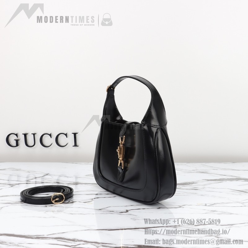 Gucci 637091 Black and White Leather Handbag