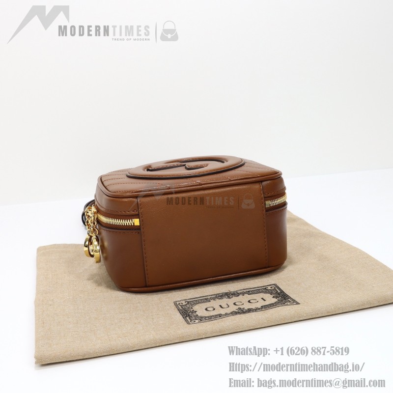 Gucci 742360 Brown and White Leather Handbag