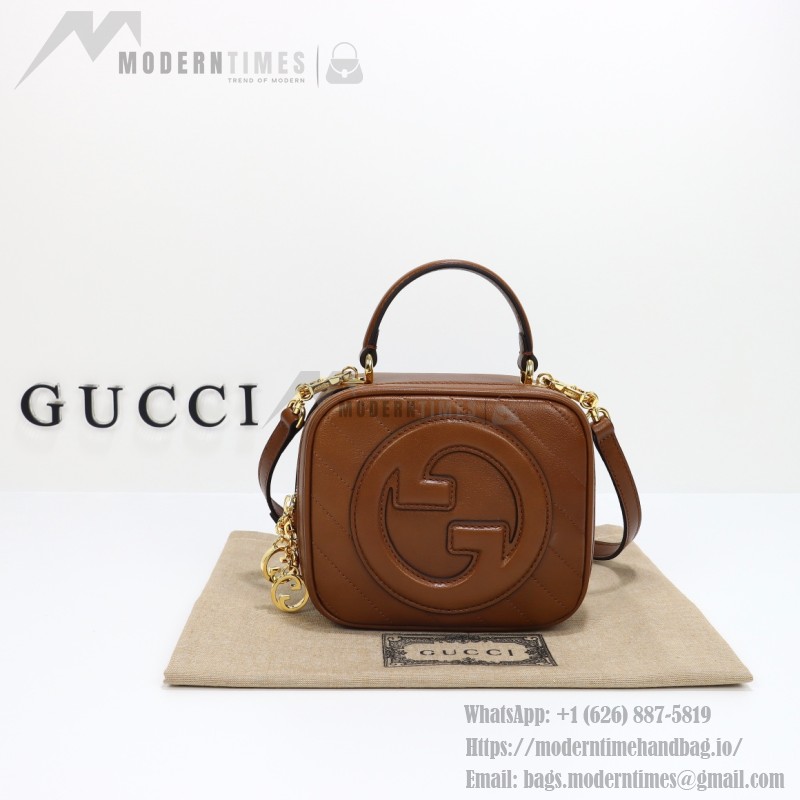 Gucci 742360 Brown and White Leather Handbag