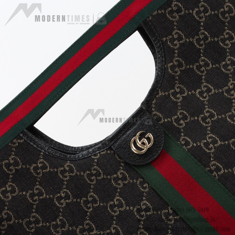 Gucci 865452 Apricot Black Leather Tote Bag