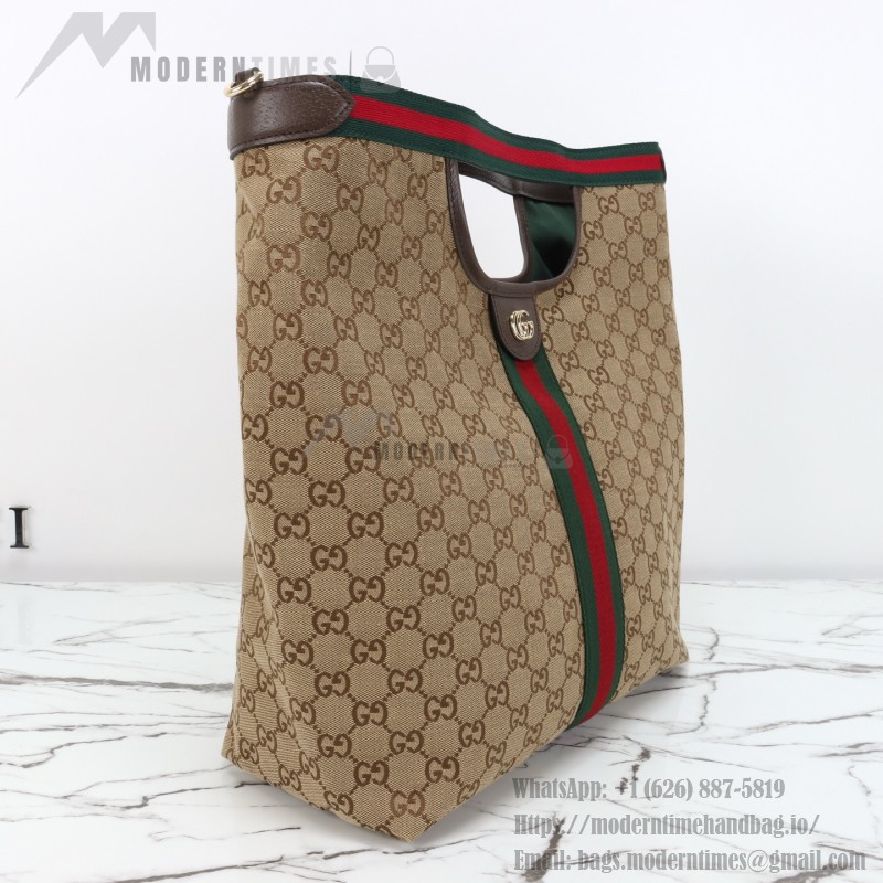 Gucci 865452 Apricot Black Leather Tote Bag