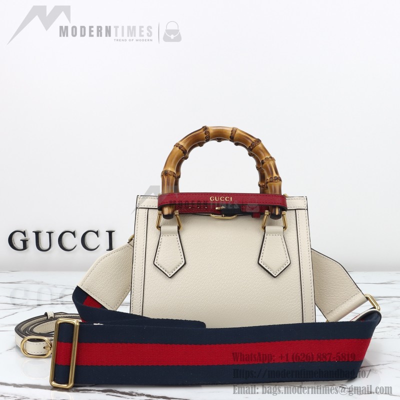 Gucci 702732 Dark Green White Leather Bag with Blue-Red Web Strap 20×16×10 cm